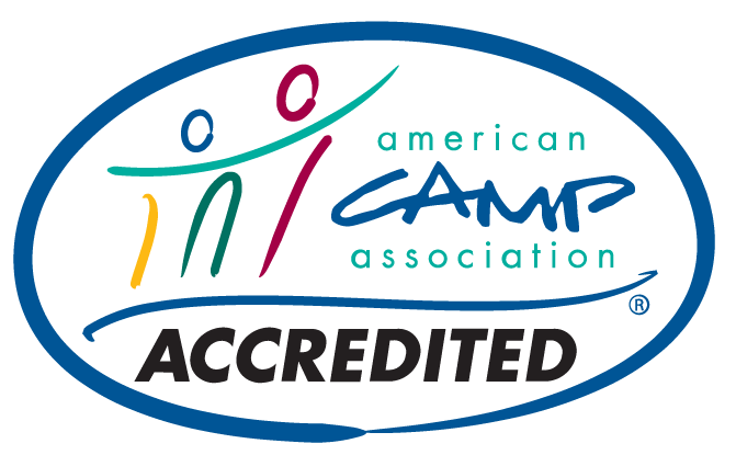 The logo of the American Camp Association, including the text, "Accredited"