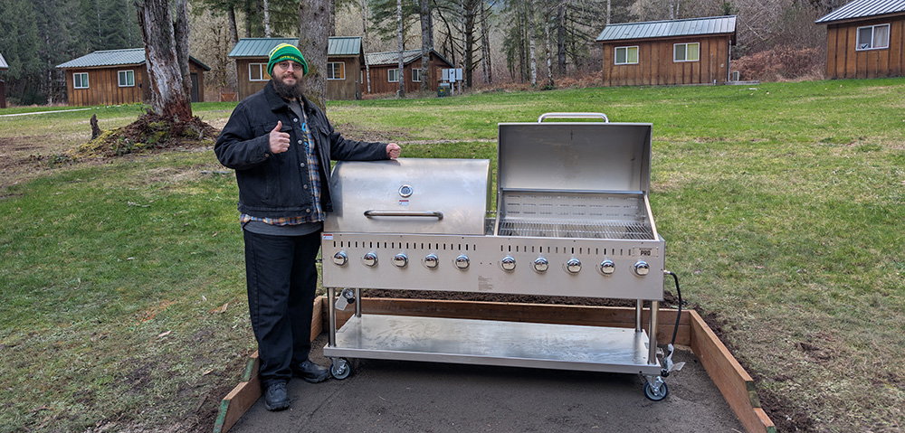 The new outdoor grill outside the Dining Hall